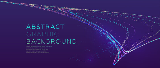 Glowing particles liquid dynamic flow background. Trendy fluid cover design. Eps10 vector illustration