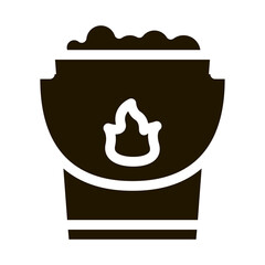 Fire Bucket With Sand glyph icon vector. Fire Bucket With Sand Sign. isolated symbol illustration
