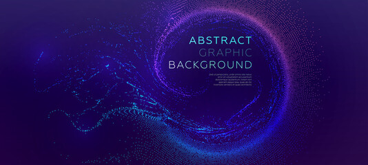 Glowing particles liquid dynamic flow background. Trendy fluid cover design. Eps10 vector illustration