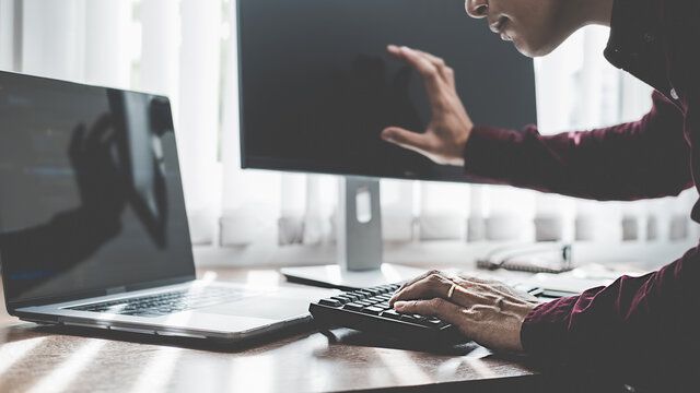 Programmer working in a software development and coding technologies. Website design. Technology concept.