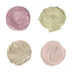 Set of cosmetic or makeup samples isolated on white backgrounds	