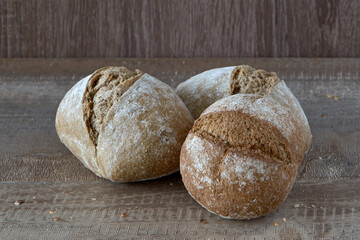 Wholemeal bread, rye, seed and nut buns