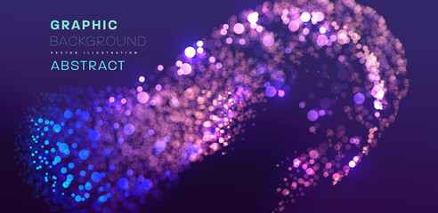 Glowing particles liquid dynamic flow background. Trendy fluid cover design. Eps10 vector illustration