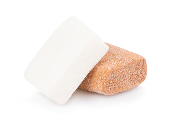 Closeup marshmallows on white background