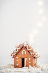Mini gingerbread house and snow chistmas decoration
