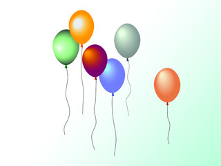 Set of glossy colorful helium balloons, vector illustration for design of holiday cards, congratulations, decorations and more.