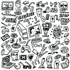 computer games - doodles set