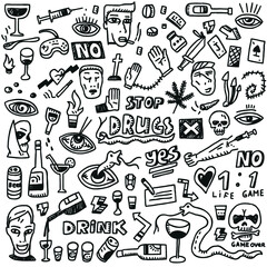 drugs - doodle set , pencil drawigs ,background