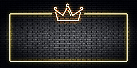 Vector realistic isolated neon sign of Crown frame logo for decoration and covering. © comicsans