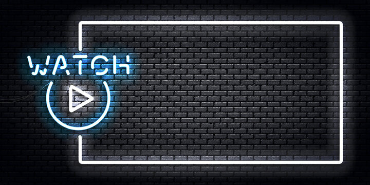 Vector realistic isolated neon sign of Watch frame logo for template and mockup design.
