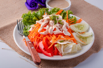 Vegetable Salad with Chicken Out and Sesame Dressing. Clean Food