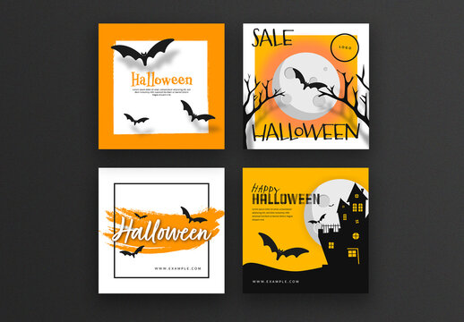 Halloween Social Media Layouts with Orange Accent