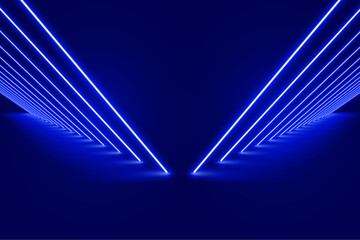 Background of empty dark podium with blue lights. Futuristic dark podium. 3d render. Eps 10 vector illustration.