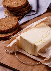 homemade butter on a rustic table