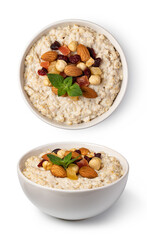 prepared oatmeal with fruits and berries