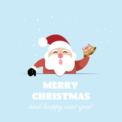 Merry Christmas and Happy New Year, Santa claus with greeting card.