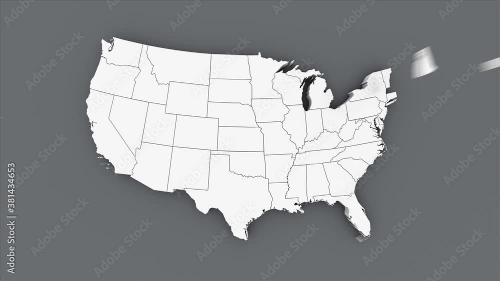 Poster animated usa map, white map on a gray background. animation with alpha channel