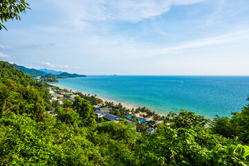 Naklejka na ściany i meble Aerial view, white sand beach Koh Chang, Thailand