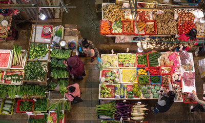 Chinese Vegetables for sale at market in Hong Kong　香港の市場で売られる中国野菜