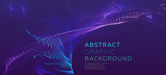 Glowing particles liquid dynamic flow background. Trendy fluid cover design. Eps10 vector illustration