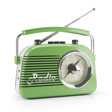 Green vintage portable radio 3D