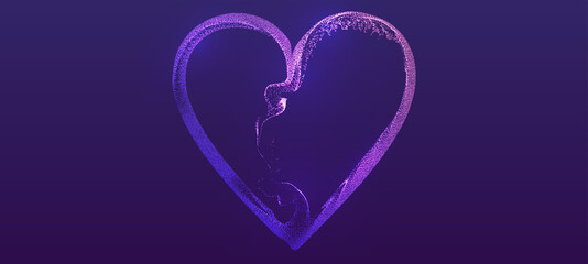 Obraz premium 14 february Valentines Day holiday background. Glowing particles liquid dynamic flow heart. Trendy fluid cover design. Eps10 vector illustration