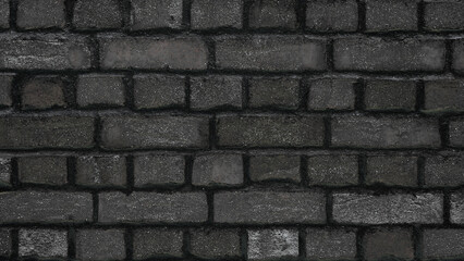 Black clinker bricks from a wall, facade of brick, texture wallpaper