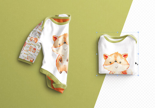 Baby Vest Long Sleeves Folded Mockup