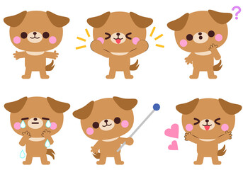 犬の表情と仕草イラストセット