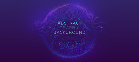 Glowing particles liquid dynamic flow background. Trendy fluid cover design. Eps10 vector illustration