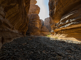 Sneak Canyon geological outcrop formations at ancient oasis ﻿﻿of Al Ula, Saudi Arabia