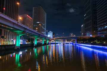 Fototapeta premium 大阪 渡辺橋 夜景