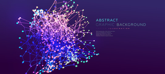 Quantum computing, deep learning artificial intelligence, signal cryptography infographic vector illustrations. Big data algorithms visualization for business, science presentations, posters, covers