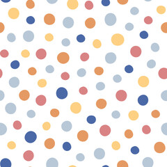 Cute hand drawn polka dot seamless pattern. Creative backdrop for prints, nursery, fabric. Childish vector illustration. Simple polka dot pattern