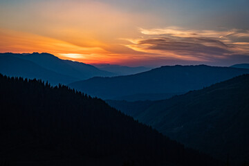 Smokey Sunset in the Mountains