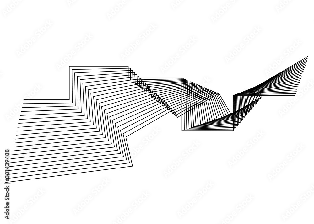 Poster abstract wave from thin black broken lines on a white background. trendy vector background. design e