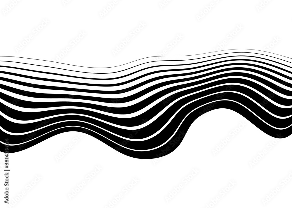 Aufkleber abstract wave from curves of black lines on a white background. trendy vector pattern