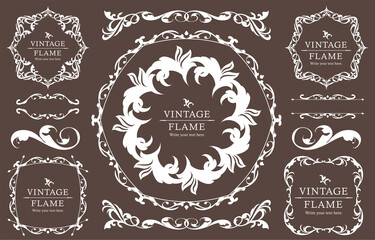 高級感のあるフレームデザイン、カリグラフィー素材、ラグジュアリー、テンプレート、【コピースペース】