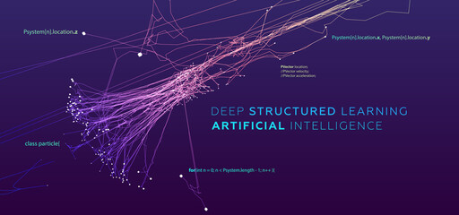Quantum computing, deep learning artificial intelligence, signal cryptography infographic vector illustrations. Big data algorithms visualization for business, science presentations, posters, covers
