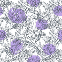 Magnolia. Seamless pattern for textile and women's clothes