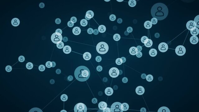 Connecting people, network seamless.Looping zoom in animation.Global connection.Lines connecting people.Internet and social media.Technological HUD background.Green,blue.