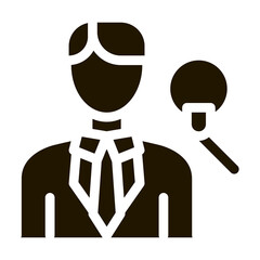 Man Host With Microphone glyph icon vector. Man Host With Microphone Sign. isolated symbol illustration