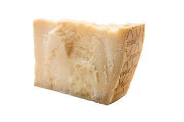 Italian cheese grana padano isolated on white background