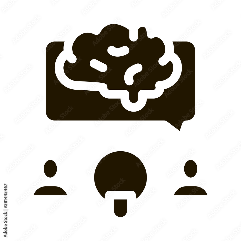 Poster Human Microphone Brain glyph icon vector. Human Microphone Brain Sign. isolated symbol illustration