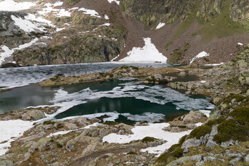 the Claus Lake in Valle Gesso thawing