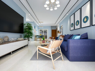 Modern and luxurious living room decoration of modern residence