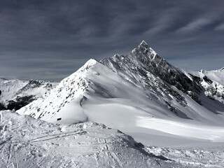 snow covered mountains in the alps