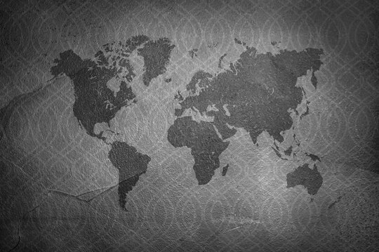 Abstract minimal black background, mix between image and vector of world map                                 