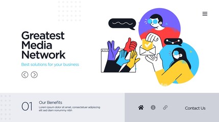 Landing page template of Social media marketing. Modern flat design concept of web page design for website and mobile website. Easy to edit and customize. Vector illustration