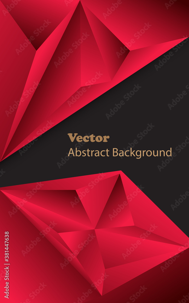 Poster abstract multiple red diamond with back background and brown text